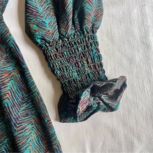 Wrangler Retro NWT Green Brown V-Neck Long Sleeve Stretchy Dress Size 3XL - Picture 3 of 9